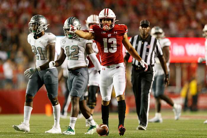 Wisconsin wide receiver Chimere Dike (Credit: Jeff Hanisch-USA TODAY Sports)